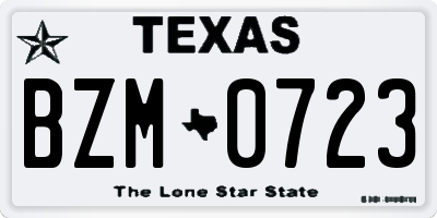 TX license plate BZM0723