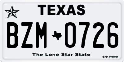 TX license plate BZM0726