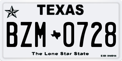 TX license plate BZM0728