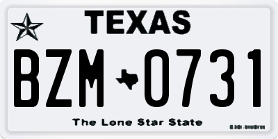 TX license plate BZM0731