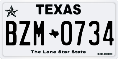 TX license plate BZM0734