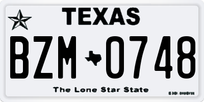 TX license plate BZM0748