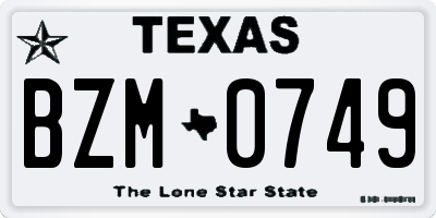 TX license plate BZM0749