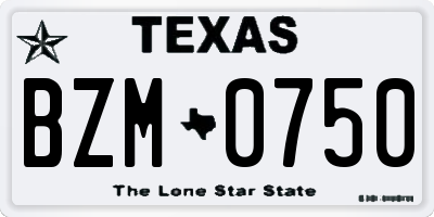 TX license plate BZM0750