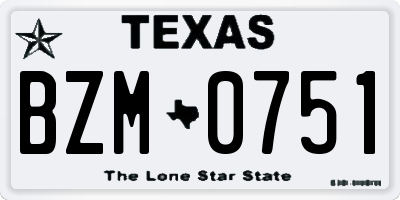 TX license plate BZM0751