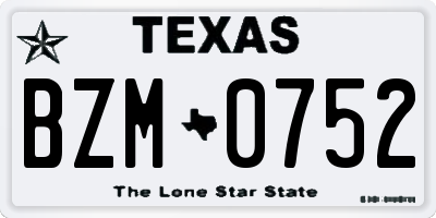 TX license plate BZM0752