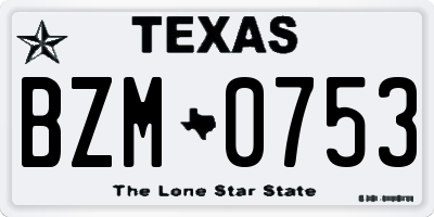 TX license plate BZM0753