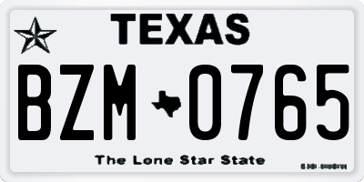 TX license plate BZM0765