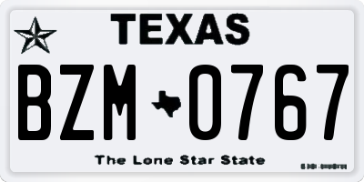 TX license plate BZM0767
