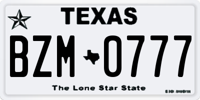TX license plate BZM0777