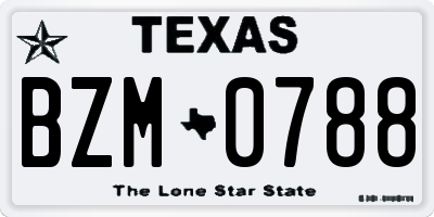 TX license plate BZM0788
