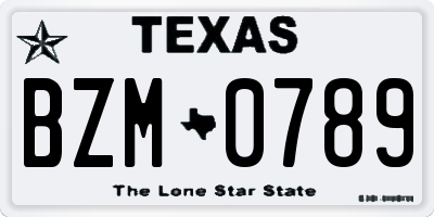 TX license plate BZM0789
