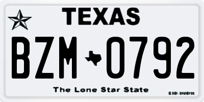 TX license plate BZM0792