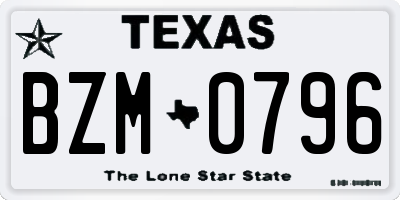 TX license plate BZM0796