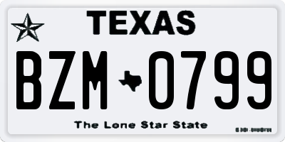 TX license plate BZM0799