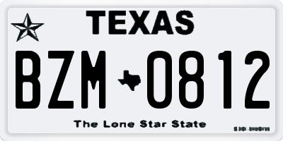 TX license plate BZM0812