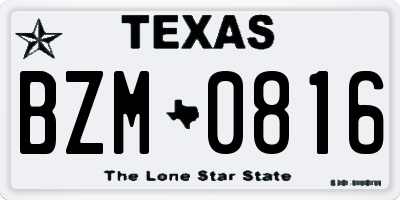TX license plate BZM0816
