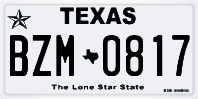 TX license plate BZM0817