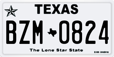TX license plate BZM0824