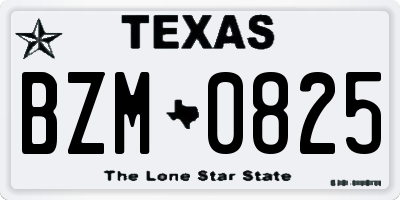 TX license plate BZM0825
