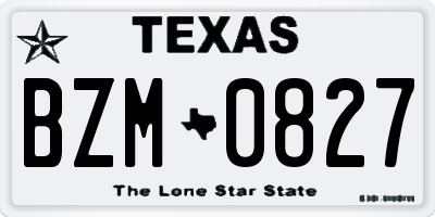 TX license plate BZM0827