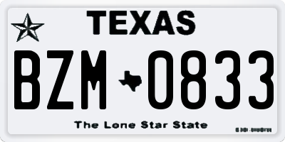 TX license plate BZM0833