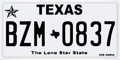 TX license plate BZM0837