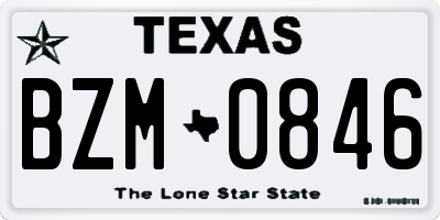 TX license plate BZM0846