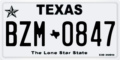TX license plate BZM0847