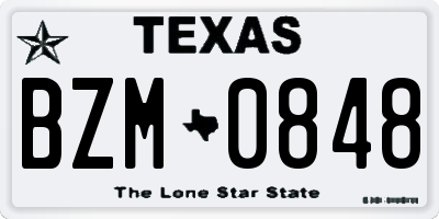 TX license plate BZM0848
