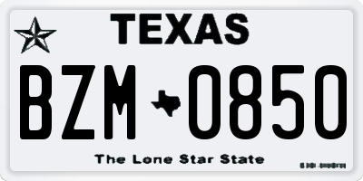 TX license plate BZM0850