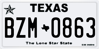 TX license plate BZM0863