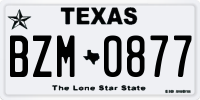 TX license plate BZM0877