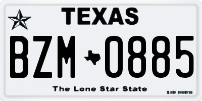 TX license plate BZM0885