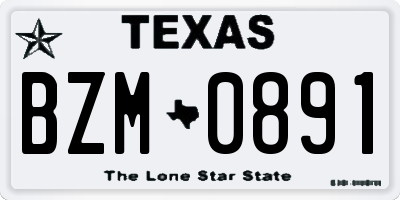 TX license plate BZM0891