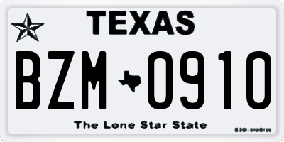 TX license plate BZM0910