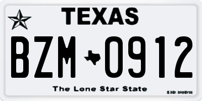 TX license plate BZM0912