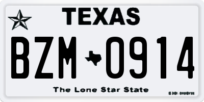 TX license plate BZM0914