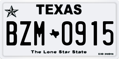 TX license plate BZM0915