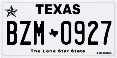 TX license plate BZM0927