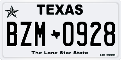 TX license plate BZM0928