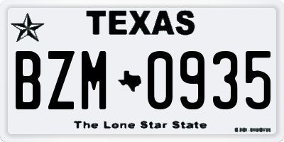 TX license plate BZM0935
