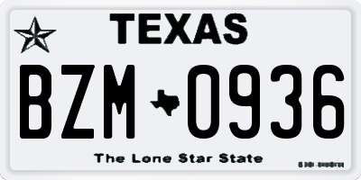 TX license plate BZM0936