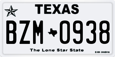 TX license plate BZM0938