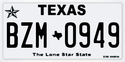 TX license plate BZM0949