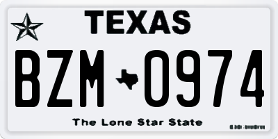 TX license plate BZM0974