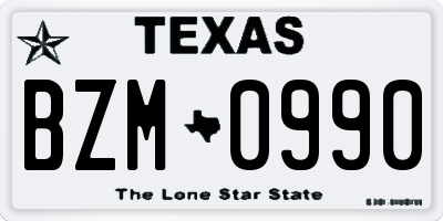 TX license plate BZM0990
