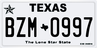 TX license plate BZM0997