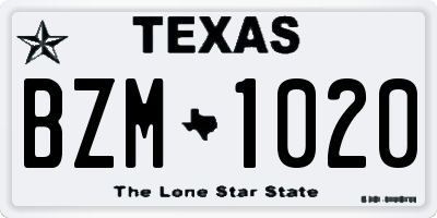 TX license plate BZM1020