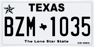 TX license plate BZM1035